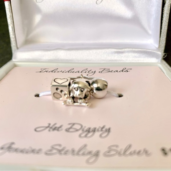Sterling Silver Set of 3 - Dog w/Bone; Hot Diggity Individuality Charms NEW - Picture 2 of 6